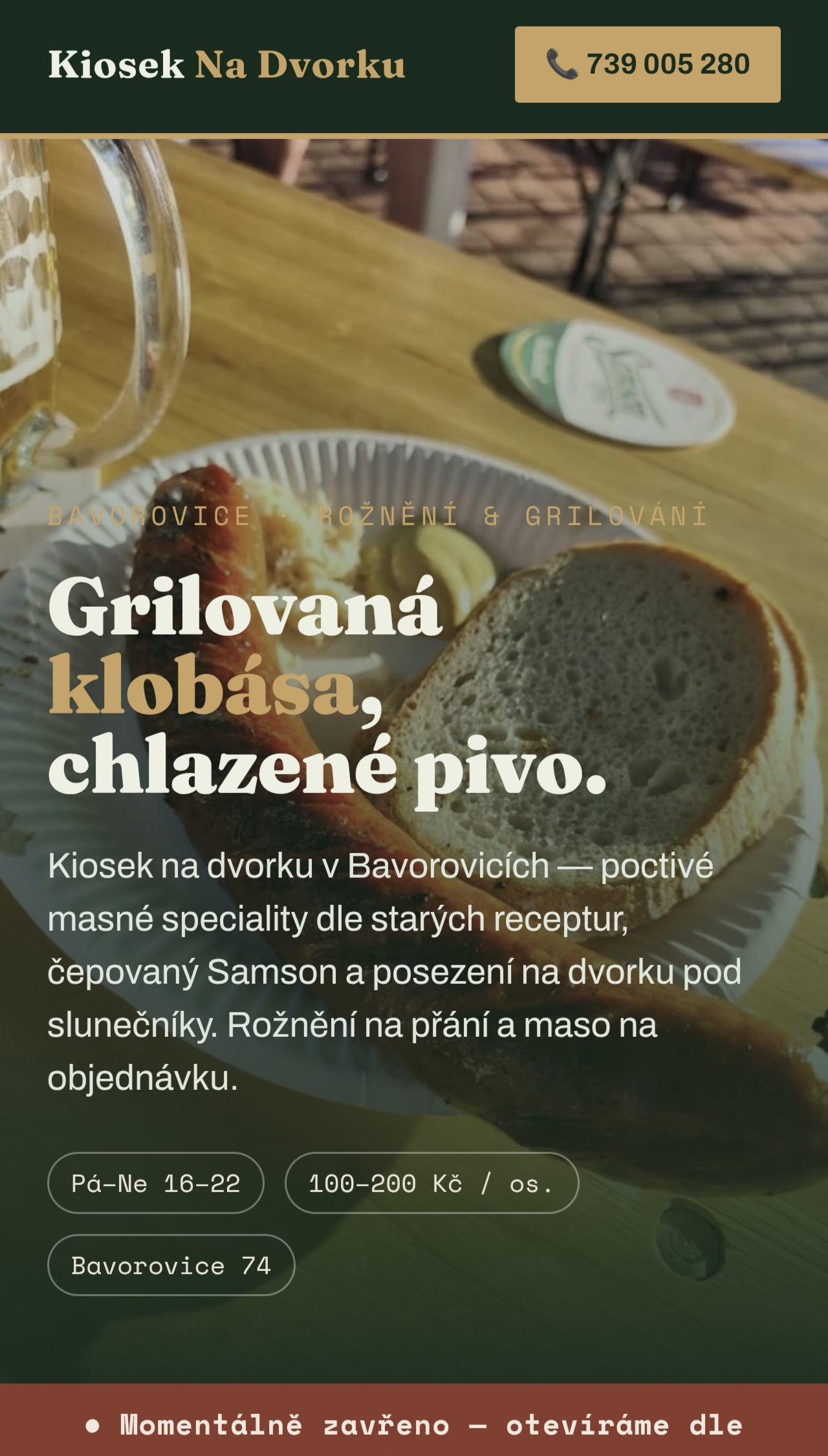 Náhled webu Kiosek Na Dvorku